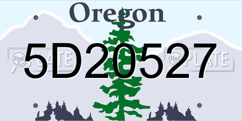 5D20527 Oregon License Plate