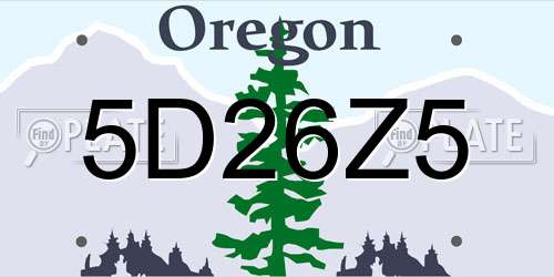 5D26Z5 Oregon License Plate