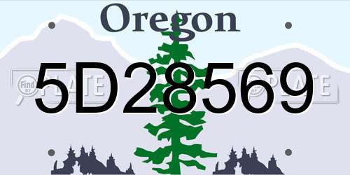 5D28569 Oregon License Plate