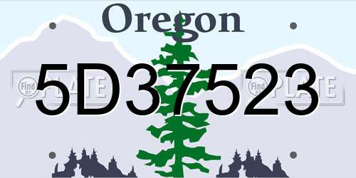5D37523 Oregon License Plate