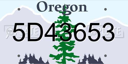 5D43653 Oregon License Plate