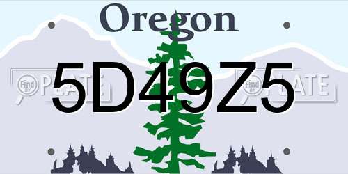 5D49Z5 Oregon License Plate
