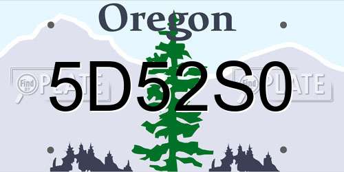 5D52S0 Oregon License Plate