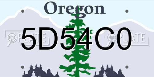 5D54C0 Oregon License Plate