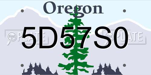 5D57S0 Oregon License Plate