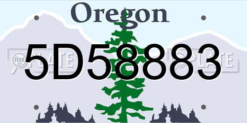 5D58883 Oregon License Plate