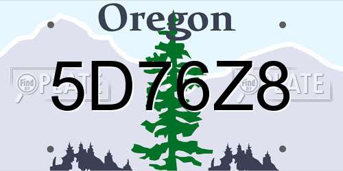 5D76Z8 Oregon License Plate