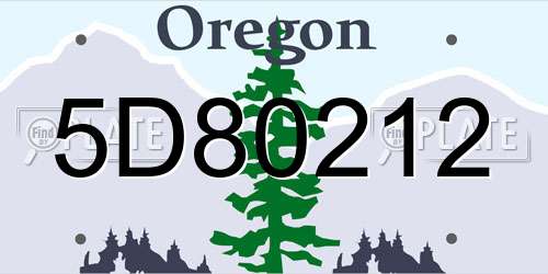 5D80212 Oregon License Plate