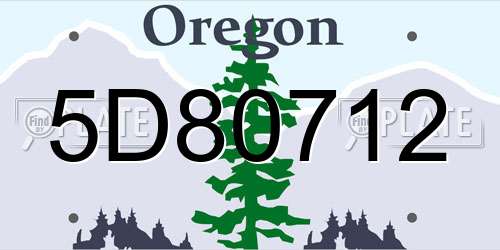 5D80712 Oregon License Plate