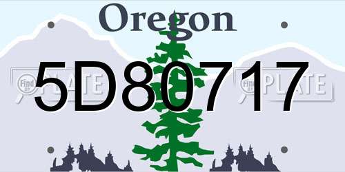 5D80717 Oregon License Plate
