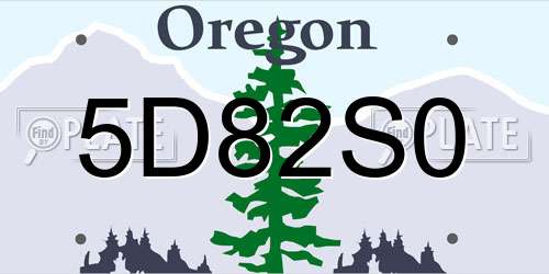 5D82S0 Oregon License Plate