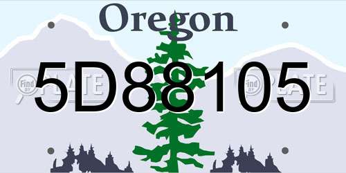 5D88105 Oregon License Plate