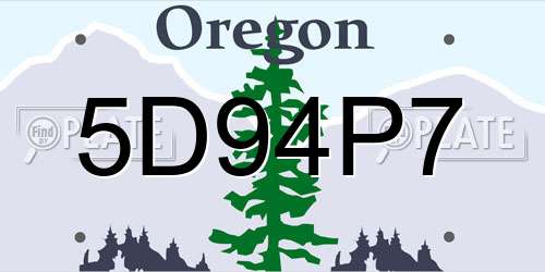 5D94P7 Oregon License Plate