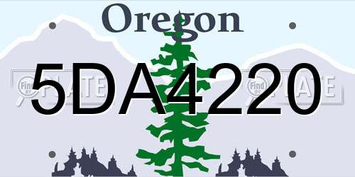 5DA4220 Oregon License Plate
