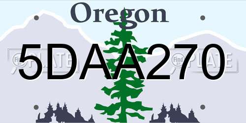 5DAA270 Oregon License Plate