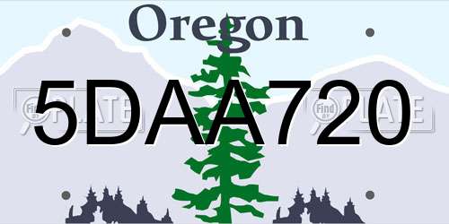 5DAA720 Oregon License Plate