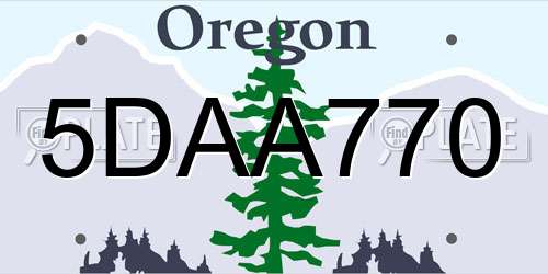 5DAA770 Oregon License Plate