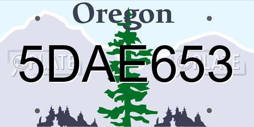 5DAE653 Oregon License Plate