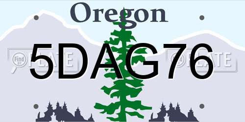 5DAG76 Oregon License Plate