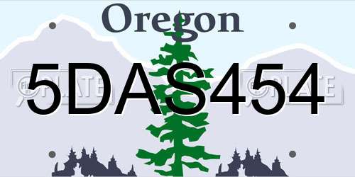 5DAS454 Oregon License Plate