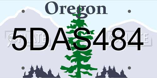 5DAS484 Oregon License Plate