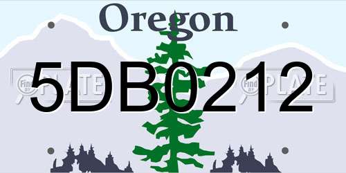 5DB0212 Oregon License Plate