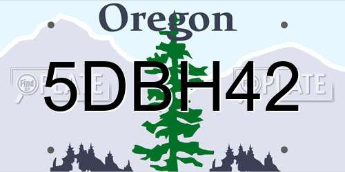 5DBH42 Oregon License Plate
