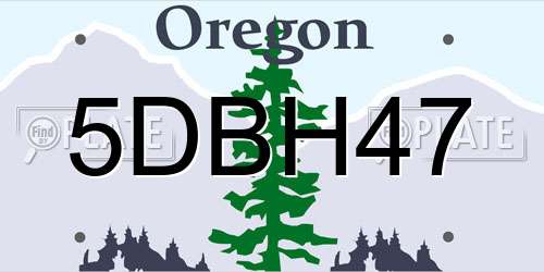 5DBH47 Oregon License Plate