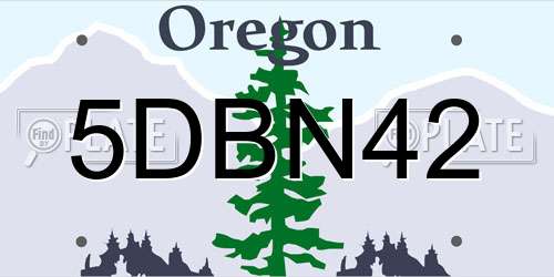 5DBN42 Oregon License Plate