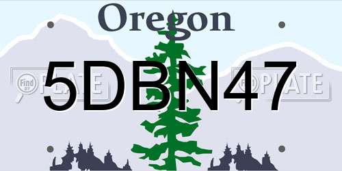 5DBN47 Oregon License Plate