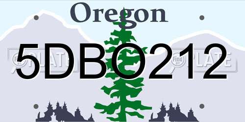 5DBO212 Oregon License Plate