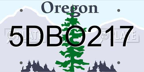 5DBO217 Oregon License Plate