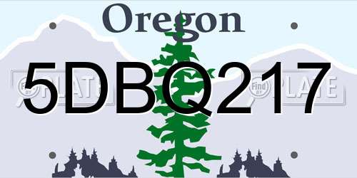 5DBQ217 Oregon License Plate
