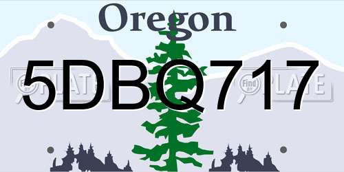 5DBQ717 Oregon License Plate