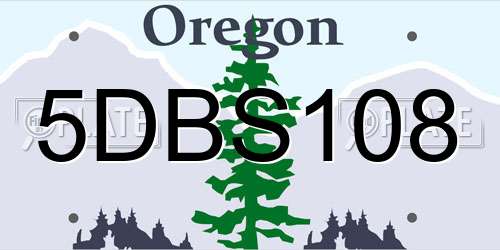 5DBS108 Oregon License Plate