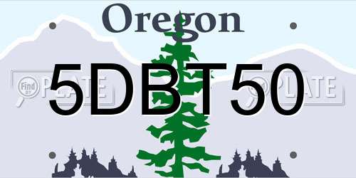5DBT50 Oregon License Plate