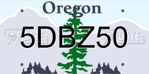 5DBZ50 Oregon License Plate