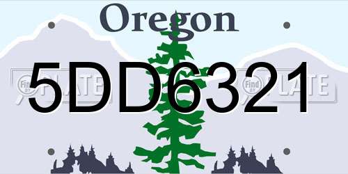 5DD6321 Oregon License Plate