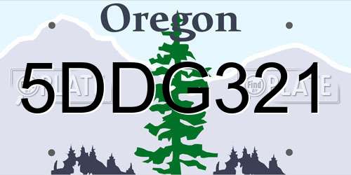 5DDG321 Oregon License Plate