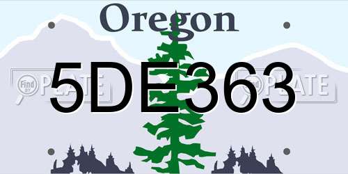 5DE363 Oregon License Plate