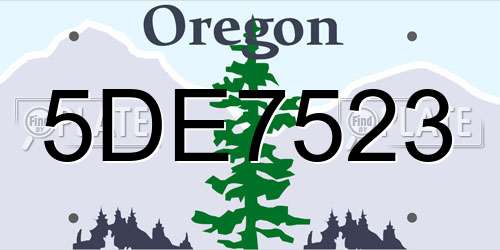 5DE7523 Oregon License Plate