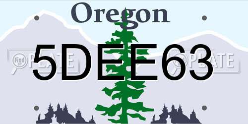 5DEE63 Oregon License Plate