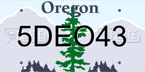 5DEO43 Oregon License Plate