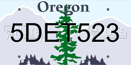5DET523 Oregon License Plate