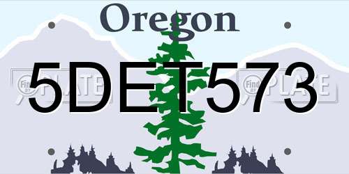 5DET573 Oregon License Plate