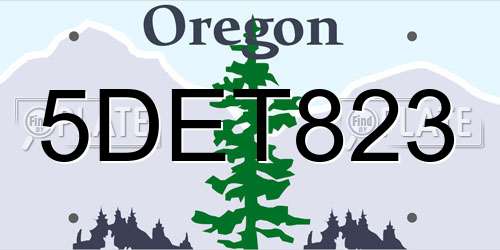 5DET823 Oregon License Plate
