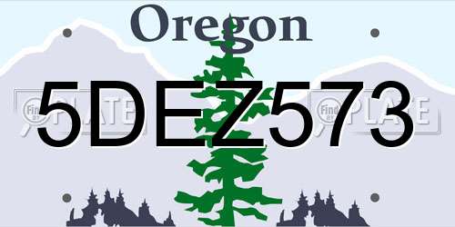 5DEZ573 Oregon License Plate