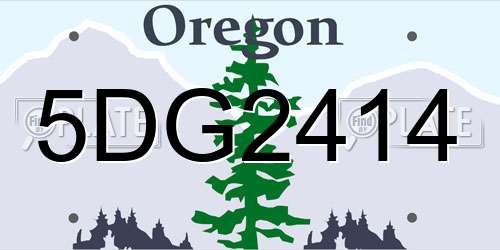 5DG2414 Oregon License Plate