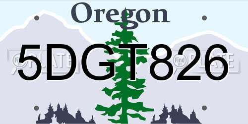 5DGT826 Oregon License Plate