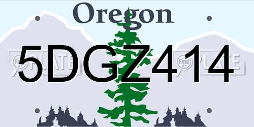 5DGZ414 Oregon License Plate